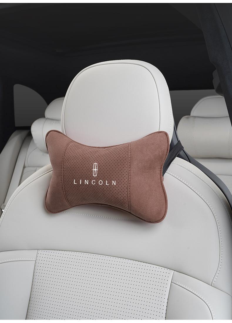 Car Suede Headrest Neck Support Auto Seat Accessories For Lincoln Navigator Continental Nautilus Aviator MKZ MKX MKC MKT MKS Corsair Mark E