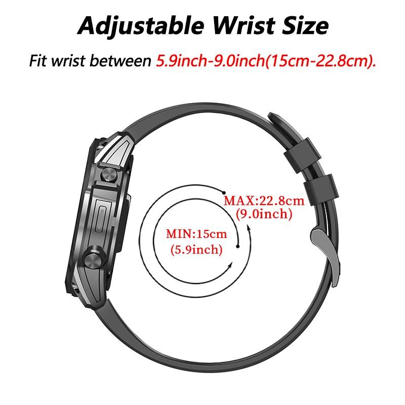 22/26mm quick installation strap, compatible Garmin tactix 8 47/51mm/Descent G2/Mk3i 51mm/Fenix 8 51/47mm/7X/7Pro/6X/6pro/5X/5plus， Soft silicone sports strap compatible with quatix 5/6/7/Epix Pro 51mm/Tactix7 AMOLED/Enduro3 2/Forerunner 955 965