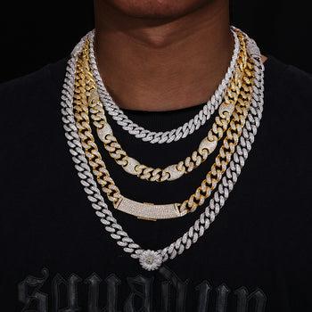 【#N21】10mm S925 Silver Cuban Chain Synthetic Moissanite Necklace for Men Unisex Shiny Hip Hop Jewelry