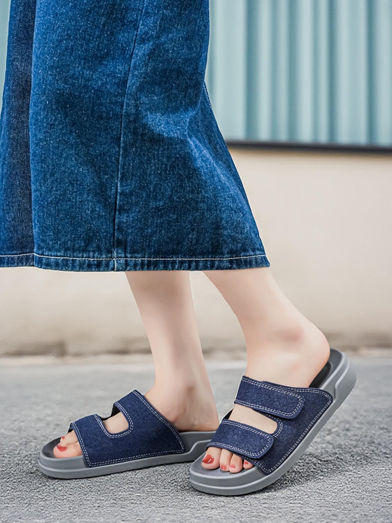 Unisex Faux Fur Slip-On Sandals, Soft Sole Beach Shoes for Summer, Casual Outdoor Footwear, Comfortable & Stylish Design