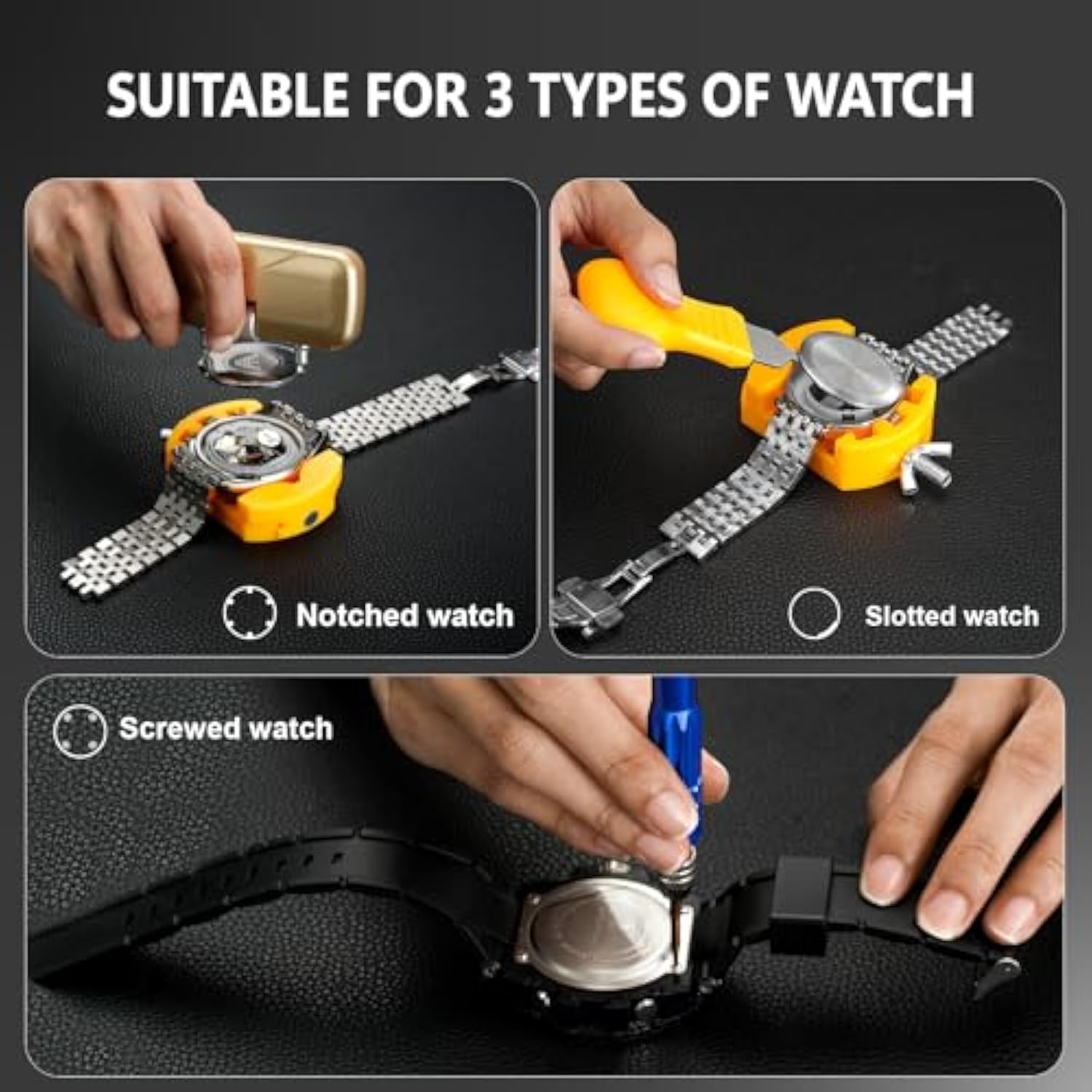 JOREST Watch Repair Kit + Watch Press Tool, Battery Replacement, Strap Adjustment, Wrench Opening Back Cover, Case Opener/Closer, Link Remover Sizing Bracelet, Screwdriver Band Pin Removal, Spring Bar