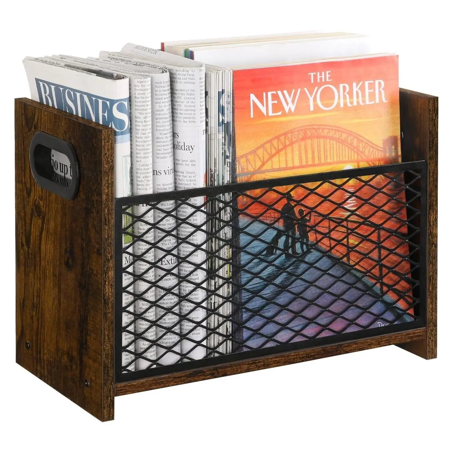 Floor Magazine Rack with Storage Basket, File Folder Organizer for Magazines, Books, Newspapers, Tablets (Medium)Gift