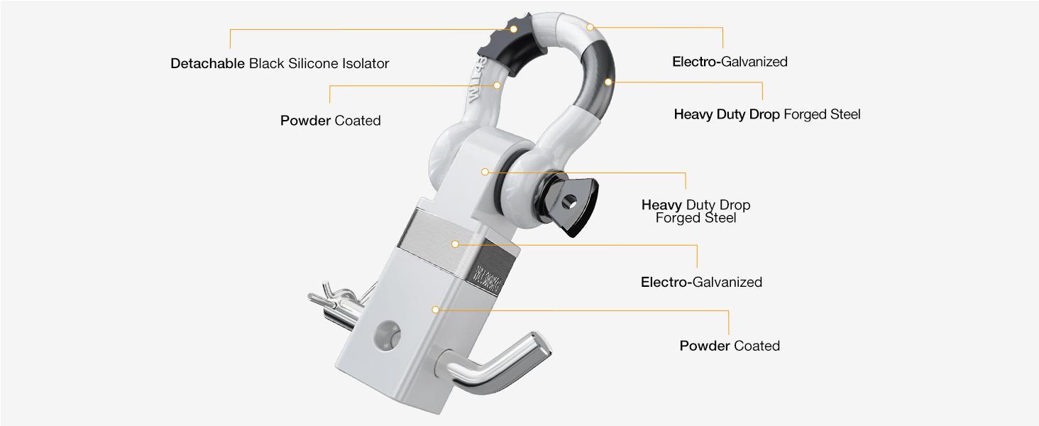 Nilight Shackle Hitch Receiver 2Inch 45000 LBs Breaking Strength 3/4" D Ring Shackle w/Trailer Hitch Pin Heavy Duty Solid Recovery Towing Kit for Trucks Jeeps Off-Road