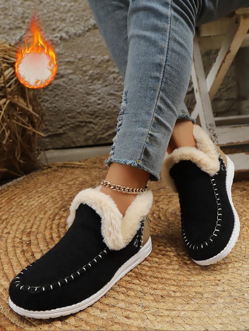 Women's Fashionable Patchwork Design Sneakers, Casual Comfortable Warm Soft Sole Shoes for Fall & Winter, Female All-match Round Toe Sports Shoes for Daily Wear, Lightweight Slip Ons