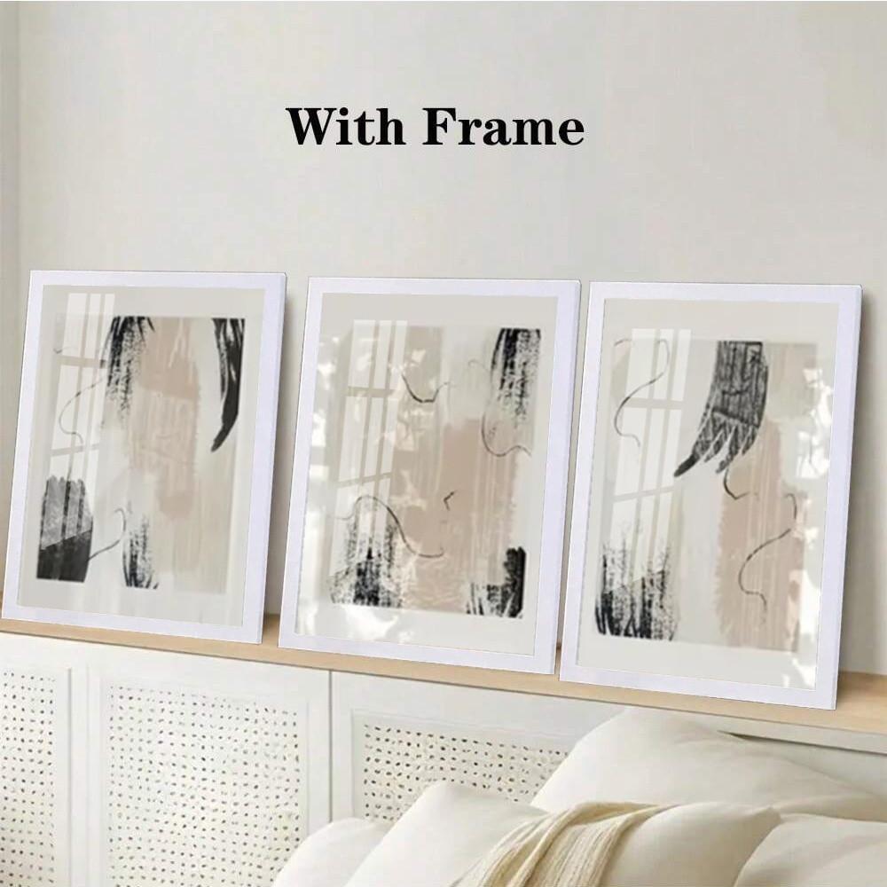3-Piece Optional Wooden Frame Bohemian Modern Minimalist Aesthetic HD Color Canvas Poster High Precision Ink Print Thick Coating Moisture-proof Anti-wrinkle Smooth Surface Living Room Bedroom Home Decor