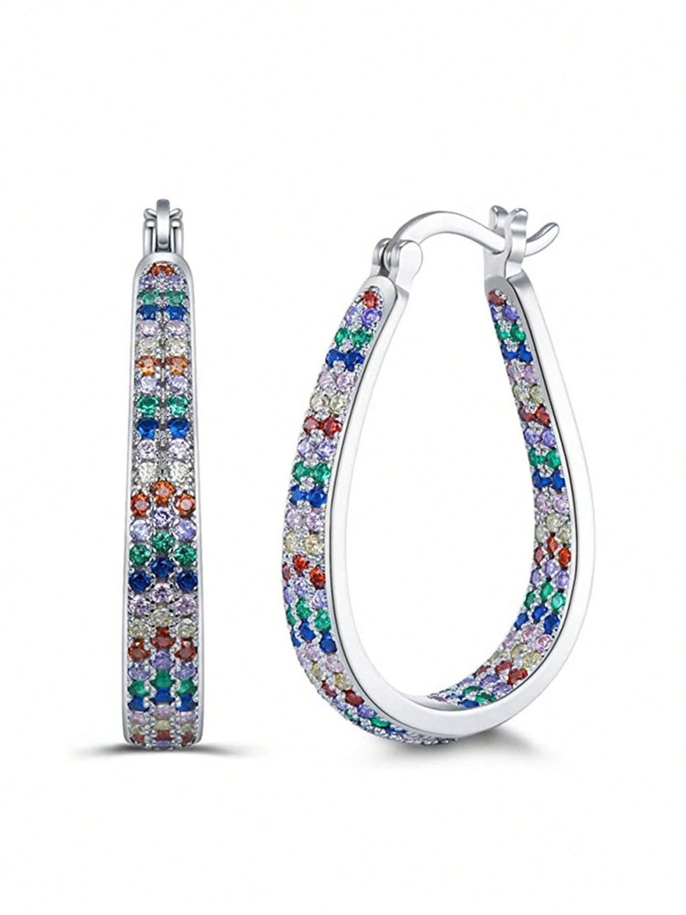 Fashion Rhinestone Decorated Hoop Earrings, Elegant Women's Anniversary Wedding Party Accessories, Minimalist Romantic Aesthetic Jewelry Gift for Her