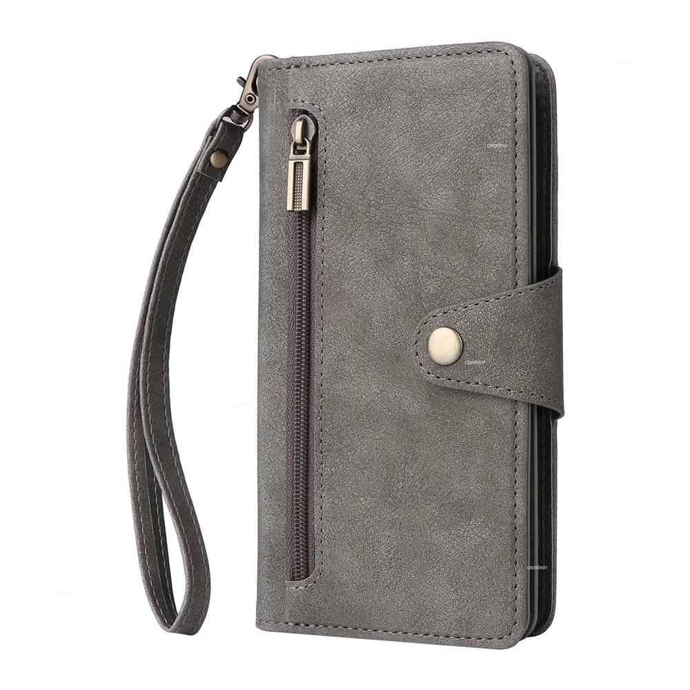 Zipper Wallet Phone Case for IPhone 17 1615 14 13 12 11 Pro Max Mini  Card Slots Strap Leather Cover