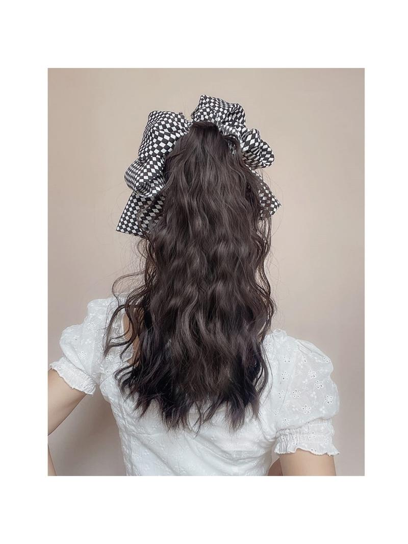 Long Wavy Claw Clip On Black White Bow Hair Extensions Pony Tail Hairpiece Lady Wigs for Women Wig Ponytail Bow Hair Accessories Girls Grab Clip Water Ripple Ponytail Braid High Value Wig Human Hair(Dark Brown,Black Bow) Long Wavy Claw Clip On Black White Bow Hair Extensions Pony Tail Hairpiece Lady Wigs for Women Wig Ponytail Bow Hair Accessories Girls Grab Clip Water Ripple Ponytail Braid High Value Wig Human Hair(Dark Brown,Black Bow)