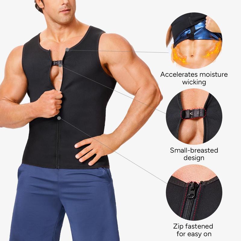 Nebility Mens Junlan Sauna Shirt for Men Sauna Suit Sweat Wasit Trainer Vest For Working Out Athletic Techwear Fitness Top Workout Underwear