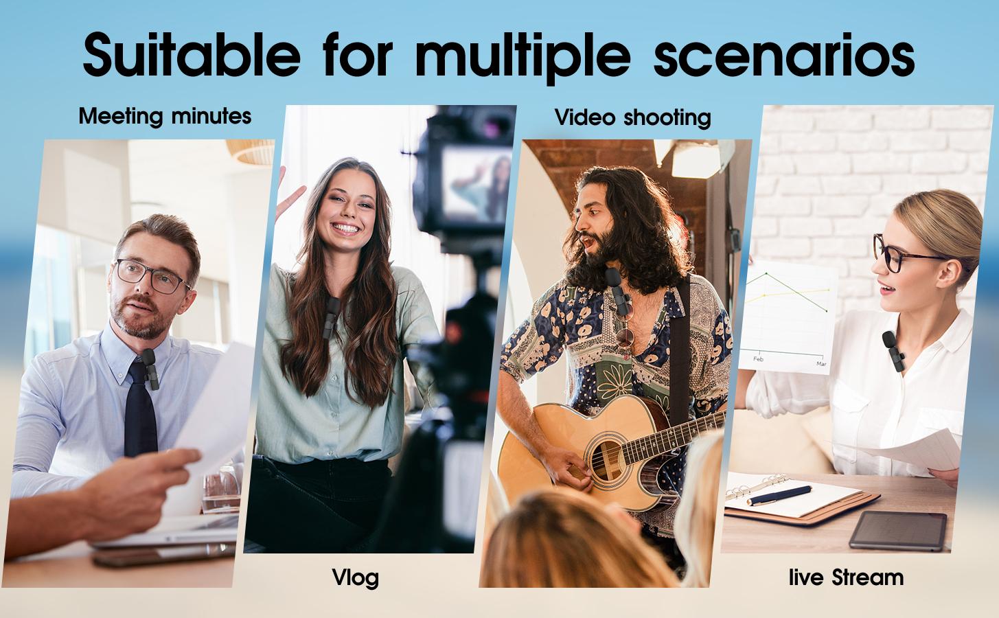 2026 2pcs Lavalier Wireless Microphone for iPhone iPad, Professional Wireless Microphone for Video Recording, Game Live Streaming, Interviews, Vlog