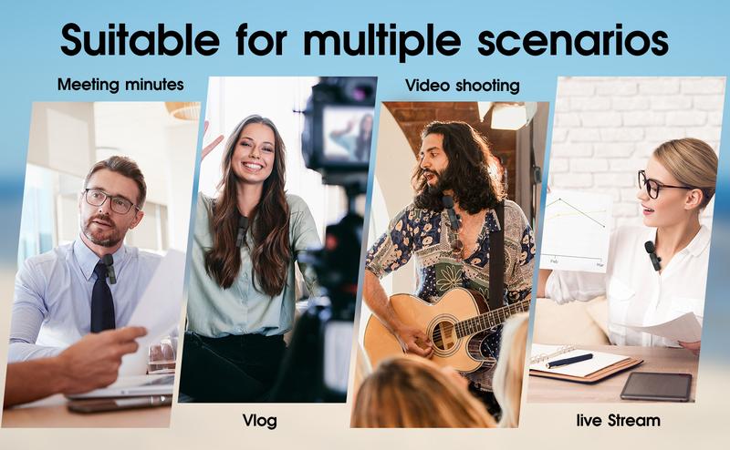 2026 2pcs Lavalier Wireless Microphone for iPhone iPad, Professional Wireless Microphone for Video Recording, Game Live Streaming, Interviews, Vlog