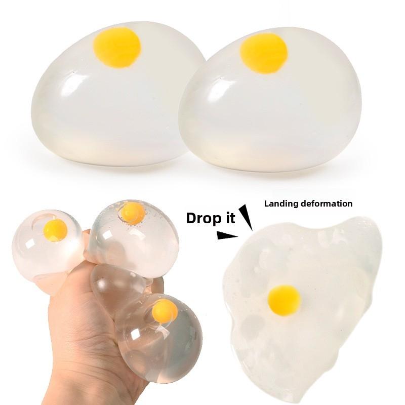 Transparent Simulated Egg Squishy, Unbreakable Single Yolk Stress Relief Egg, Water Squeeze Fidget Vent Toy
