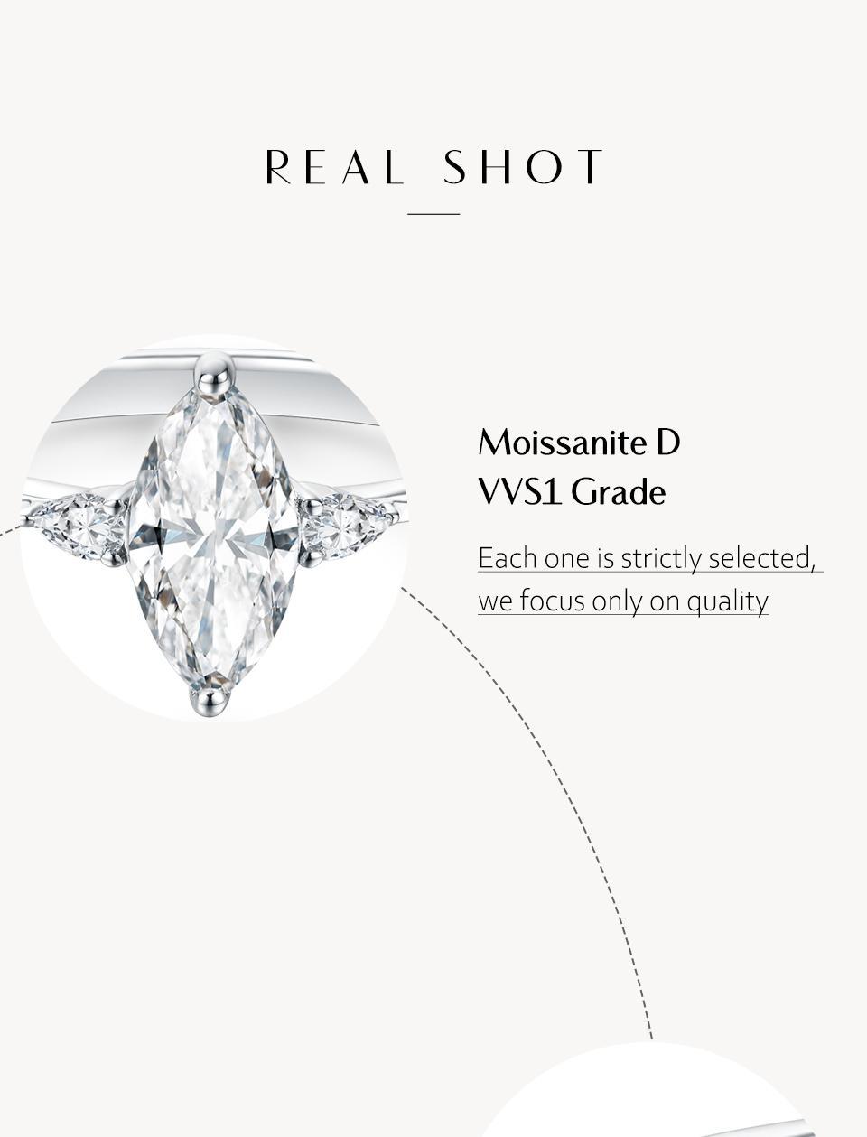 Marquise Synthetic Moissanite Ring  1CT D Color VVS1 for Women Anniversary Fine Jewelry Engagement Wedding  R058 SpringStatements