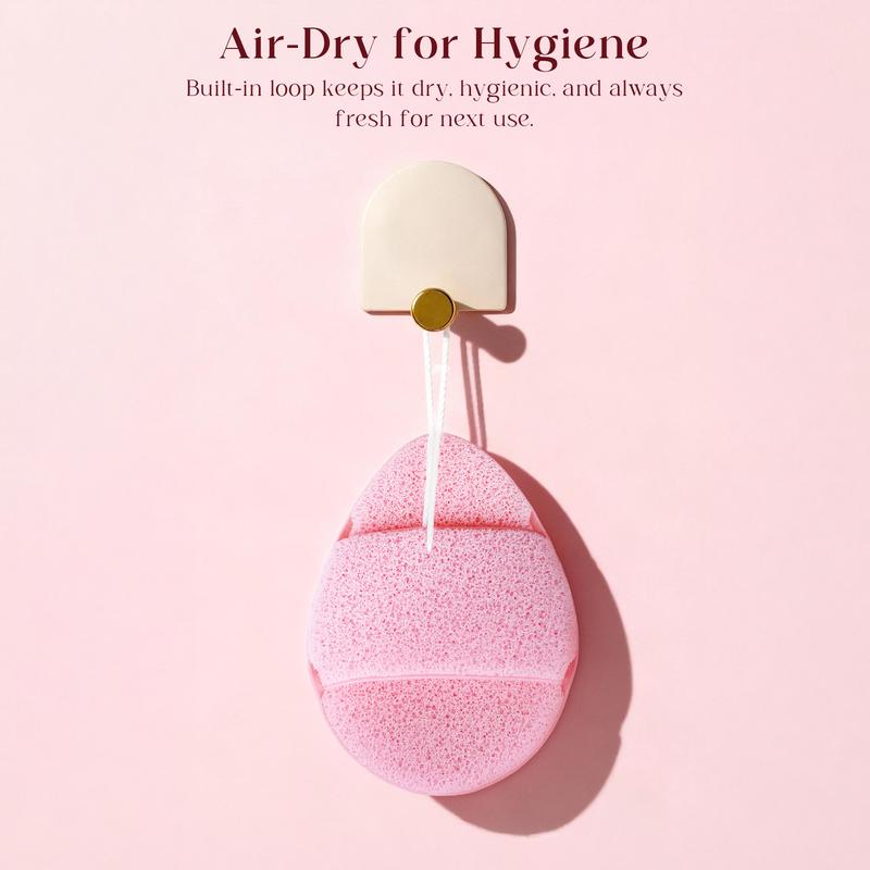 Sybler Facial Cleansing Sponge 3-Pack, Soft Exfoliating Sponges for Face Wash, Makeup Remover & Deep Cleansing, Reusable & Quick-Drying Facial Pads with Hand Strap, Pointed Tip & Hanging Loop