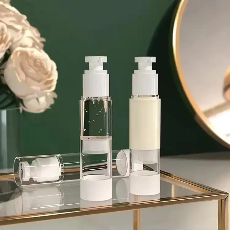 Travel Bottles Airless Pump Vacuum Jar Leakproof Refillable For Cream Lotion spray Serum Foundation Shampoo & More DIY Skincare No-Mess 50ml