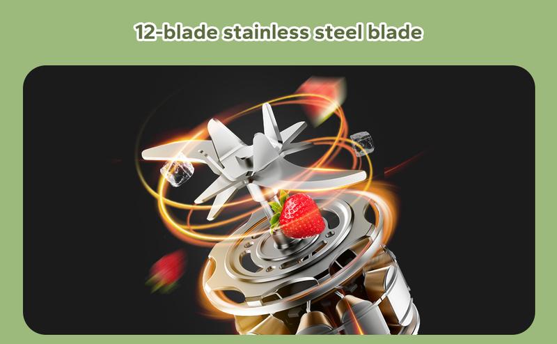 ZHENMI Portable Blender Personal Size Blender - 13 Oz Blender for Juice，Shakes and Smoothies, Mini Blender with 12 Blades, Suit for Kitchen, Travel, Gym