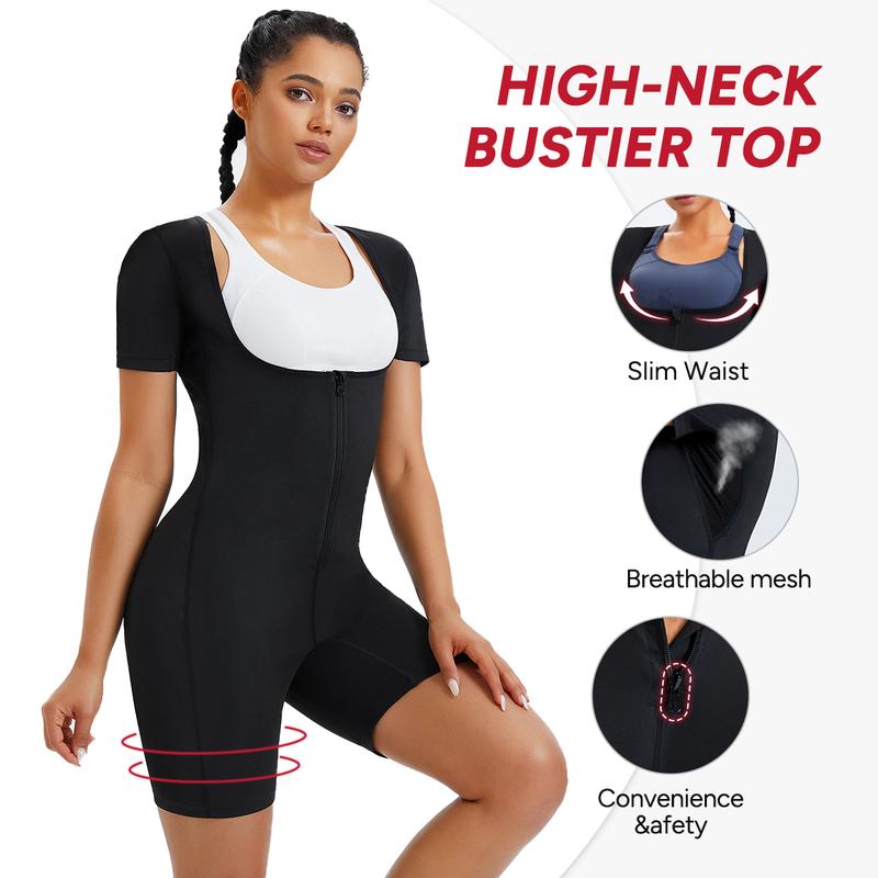 Nebility Sauna Suit for Women Sweat Vest Waist Trainer 3 in 1 Full Body Shaper Workout Jumpsuit Sauna Wear Sports Slim Fit Athletic Training Apparel Gym Clothes Sauna Suit Set Gym Top Sports Slim Fit