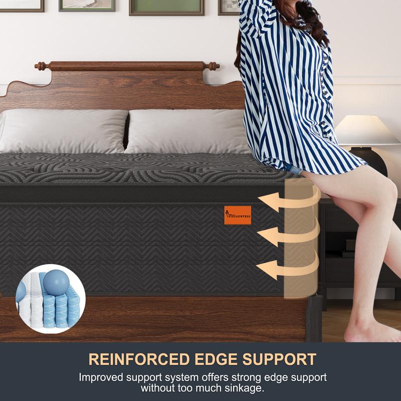 12"14"  Twin Full King Queen Mattress,  Hybrid Pocket Spring Mattress Eurotop with Gel Memory Foam,Motion Isolation Individually Wrapped Pocket Coils Mattress,Breathable Comfort Mattress Pressure Relief