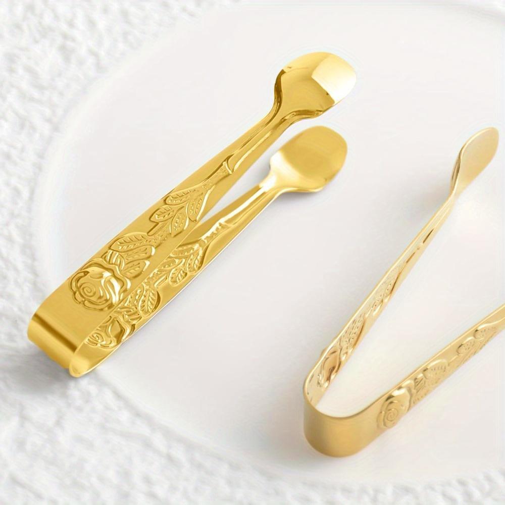 1pc ice tongs, sugar cube tongs, ice cube tongs, fruit tongs, bar ice bucket tongs, rose-shaped tongs, sugar tongs, mini food tongs, rose-patterned ice cube tongs, cookie tongs, lemon slice tweezers