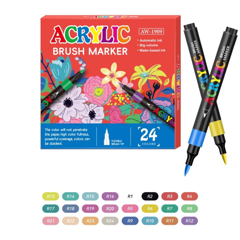 Acrylic Paint Pens Markers,Soft Brush Tips - Quick-Dry Professional Art Markers for Rock Painting, Canvas, Wood, Glass, Ceramic, Fabric, Plastic, Egg & Scrapbook. Paint Markers