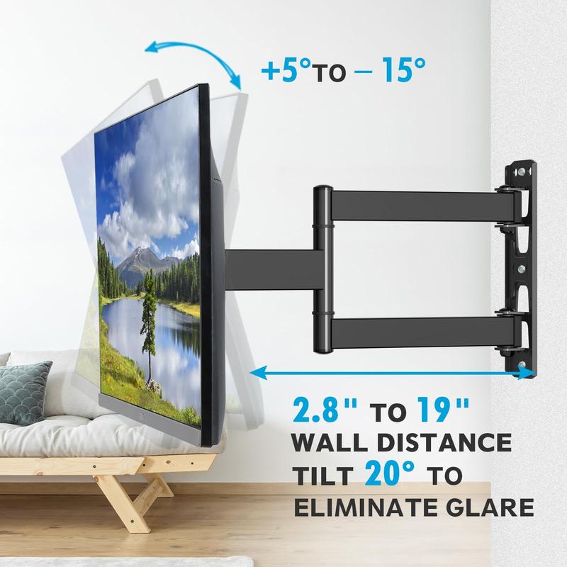 MOUNTUP 26"-60" Full Motion TV Wall Mounts, Swivel, Tilt and Extend TV Mount, for TVs up to 77 lbs, Max VESA 400x400mm, MU0009 tv stand