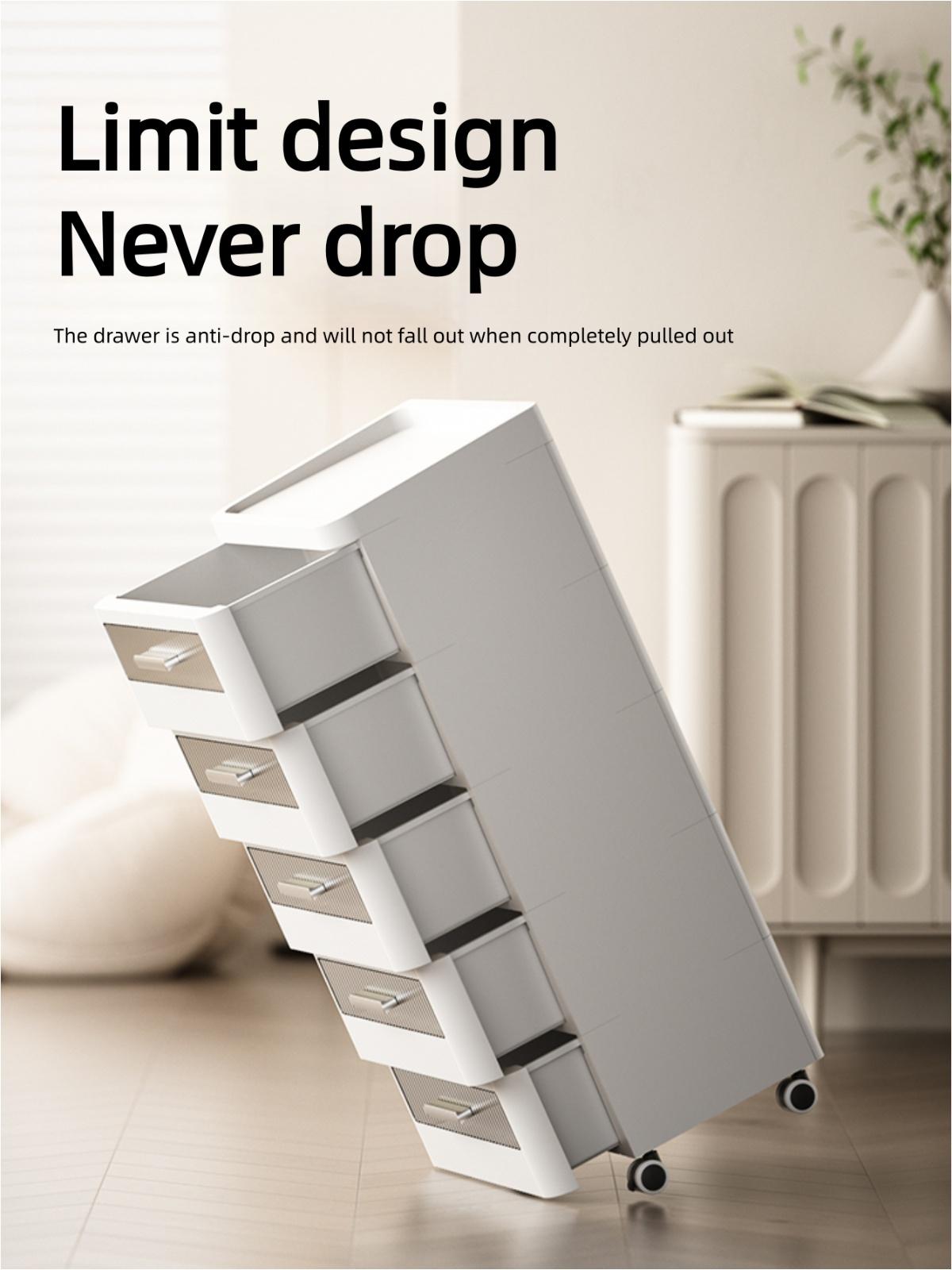 Cute Corner Dresser with Drawers & Wheels, Multi-Tier Rolling Storage Cabinet for Bedroom & Bathroom, Large Capacity Space-Saving Shower Organizer Cupboard Furniture