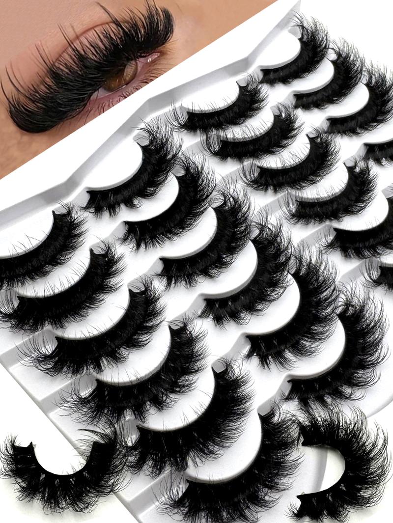 MKYDCG Dramatic Long Thick Volume 12 Pairs Cat Eye Lashes Fluffy Faux Mink 8D Wispy False Eyelashes Makeup Cosmetic Enhancer