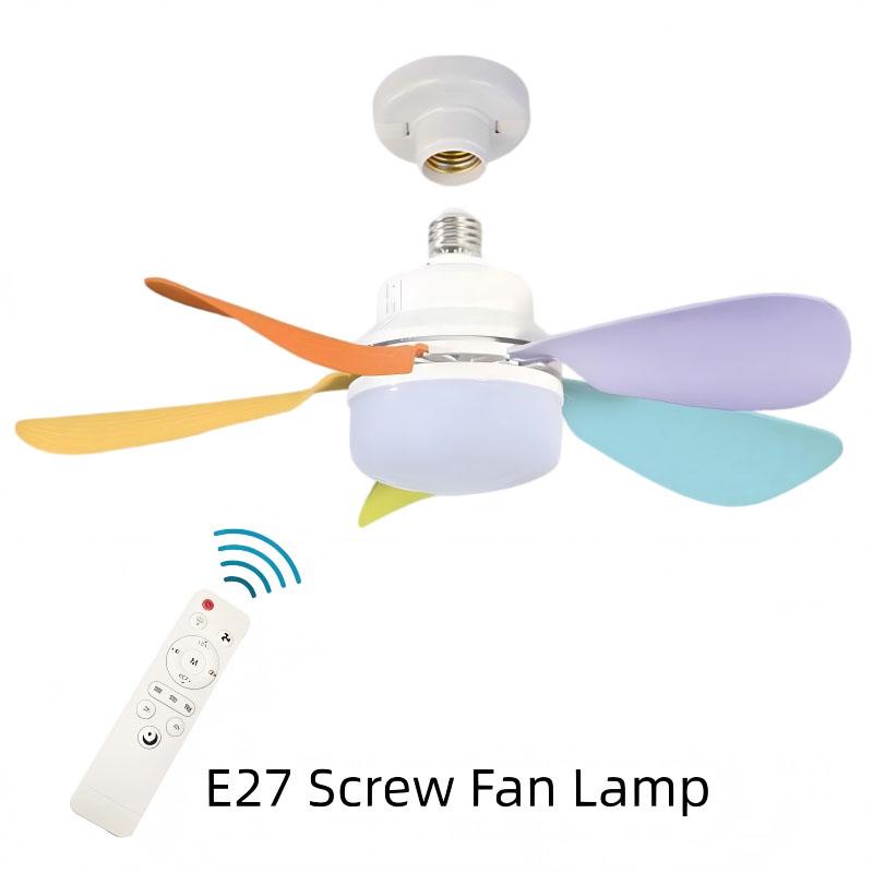 Modern E27 Screw Base Ceiling Fan Light, Quiet Wind Design, Ideal for Living Room Dining Bedroom, Energy Efficient F Rating