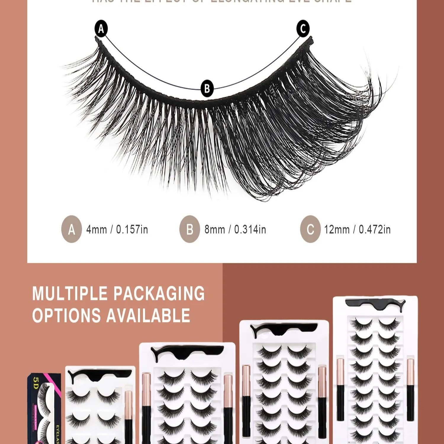 Magnetic Eyelashes with Eyeliner Kit, Reusable Natural False Lashes, Waterproof Magnetic Eyeliner & False Eyelashes Set, Wispy Lashes with Applicator, No Glue False Eyelashes for Daily Makeup