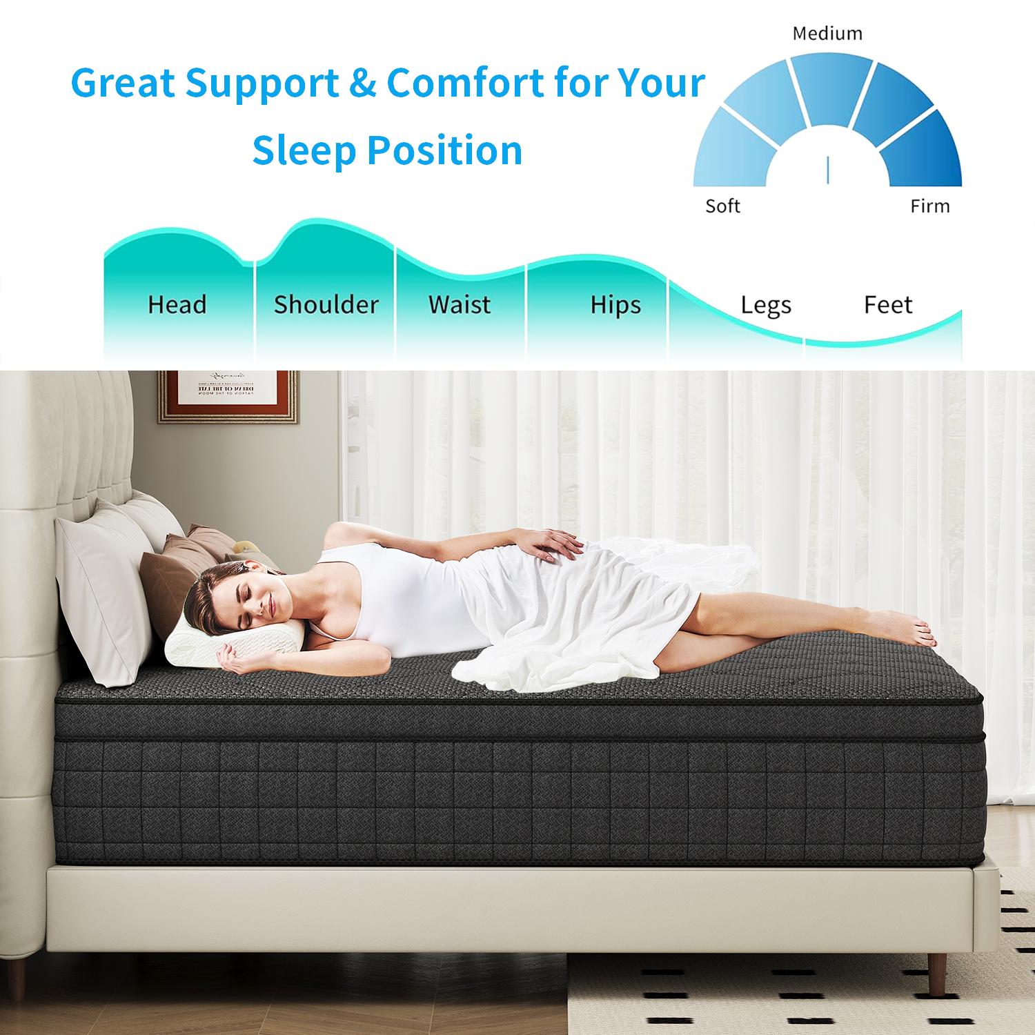 【MYDao】8/10/12/14 Inch Twin, Full, Queen, King Mattress Memory Foam And Spring, Hybrid MattressMedium Firmness, Lumbar Support, For Home Rooms Hotels, Boxed Halloween ChristmasGift Furniture Ergonomic mattress queen size mattress