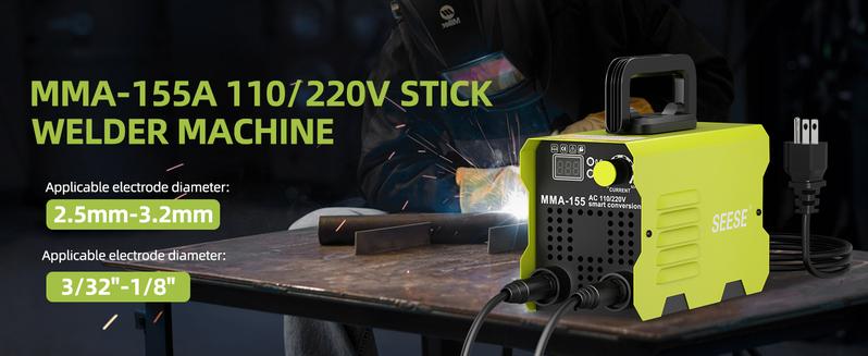 SEESE 155Amp MINI Portable Welding Machine, Stick Welder, AC 110/220V smart conversion, LED Display Digital Welder, Portable MMA Arc Welder SEESE 155Amp MINI Portable Welding Machine, Stick Welder, AC 110/220V smart conversion, LED Display Digital Welder, Portable MMA Arc Welder