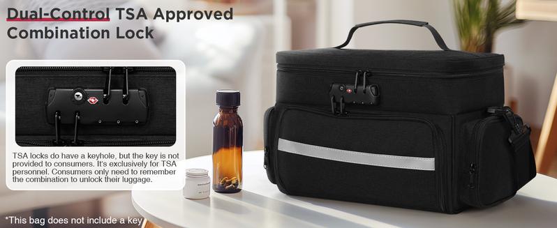 Zannaki Medicine Bag with 3 Removable Pouches, First Aid Bags Empty with Combination Lock, Double Layers Pill Bottle Organizer with Shoulder Strap, Large Medication Travel Storage for Medical Supplies