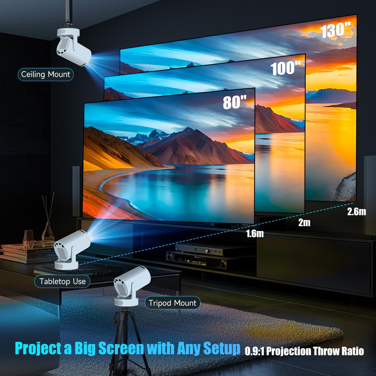 [US warehouse] Magcubic HY300Pro+ 290ANSI Android 14 Portable Projector 8K Decode Allwinner H726 0.8:1 Short Projection Throw Ratio Native 1280*720P WIFI6 BT5.4 Built-in Speaker & Appstore Home Cinema Mini Smart Projector