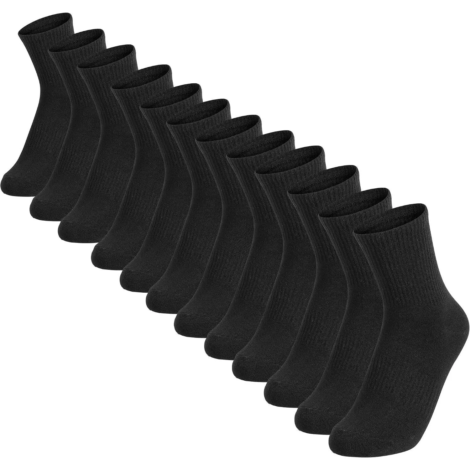 12-Pack Cushioned Cotton Crew Socks for Men & Women - Long Athletic Socks for Hiking & RunningGift