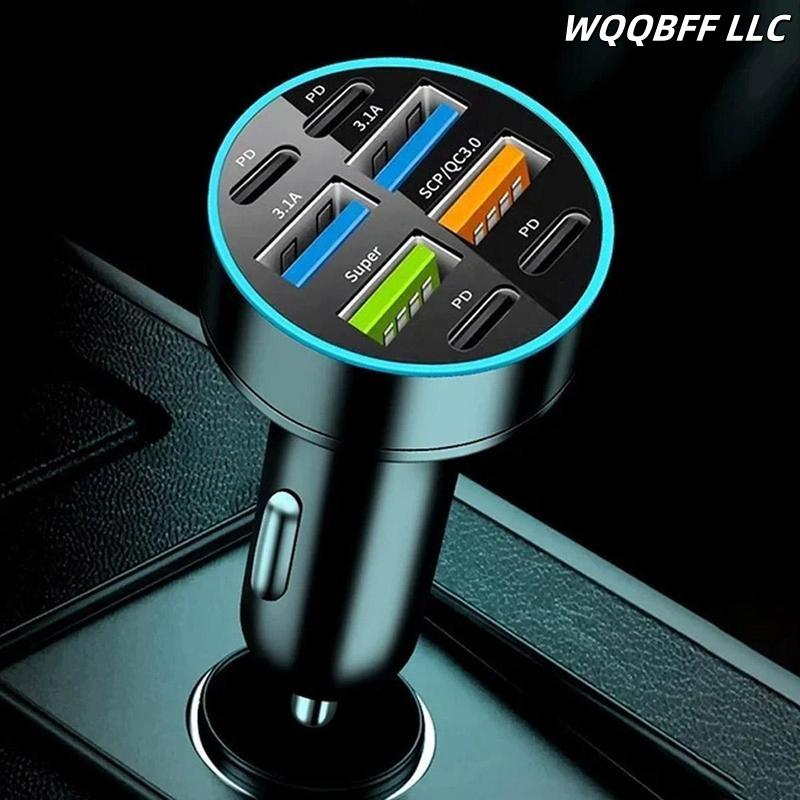 Automotive Charger 8-Port USB C , Rapid Charger, Mobile Phone Charger for Car, Multifunctional PD Fast Charging Car Adapter, Truck, SUV, Car Accessories,Car Essentials, Men Gifts Fast Charging Adapter