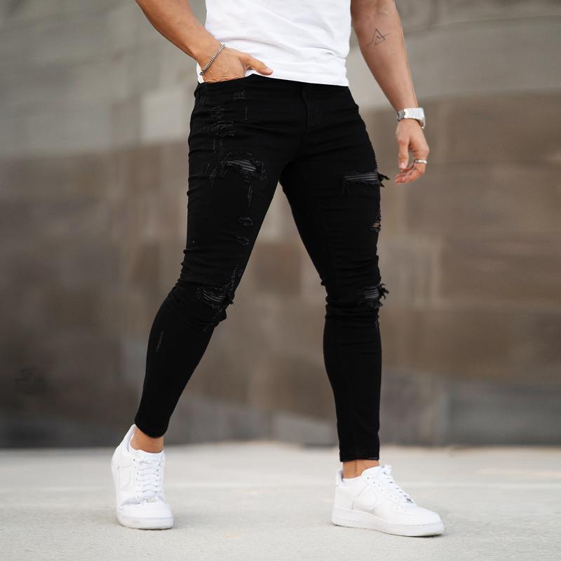 GINGTTO Men's Slim Fit Ripped Stretch Skinny Jeans Distressed Tapered Leg Fashion Pants