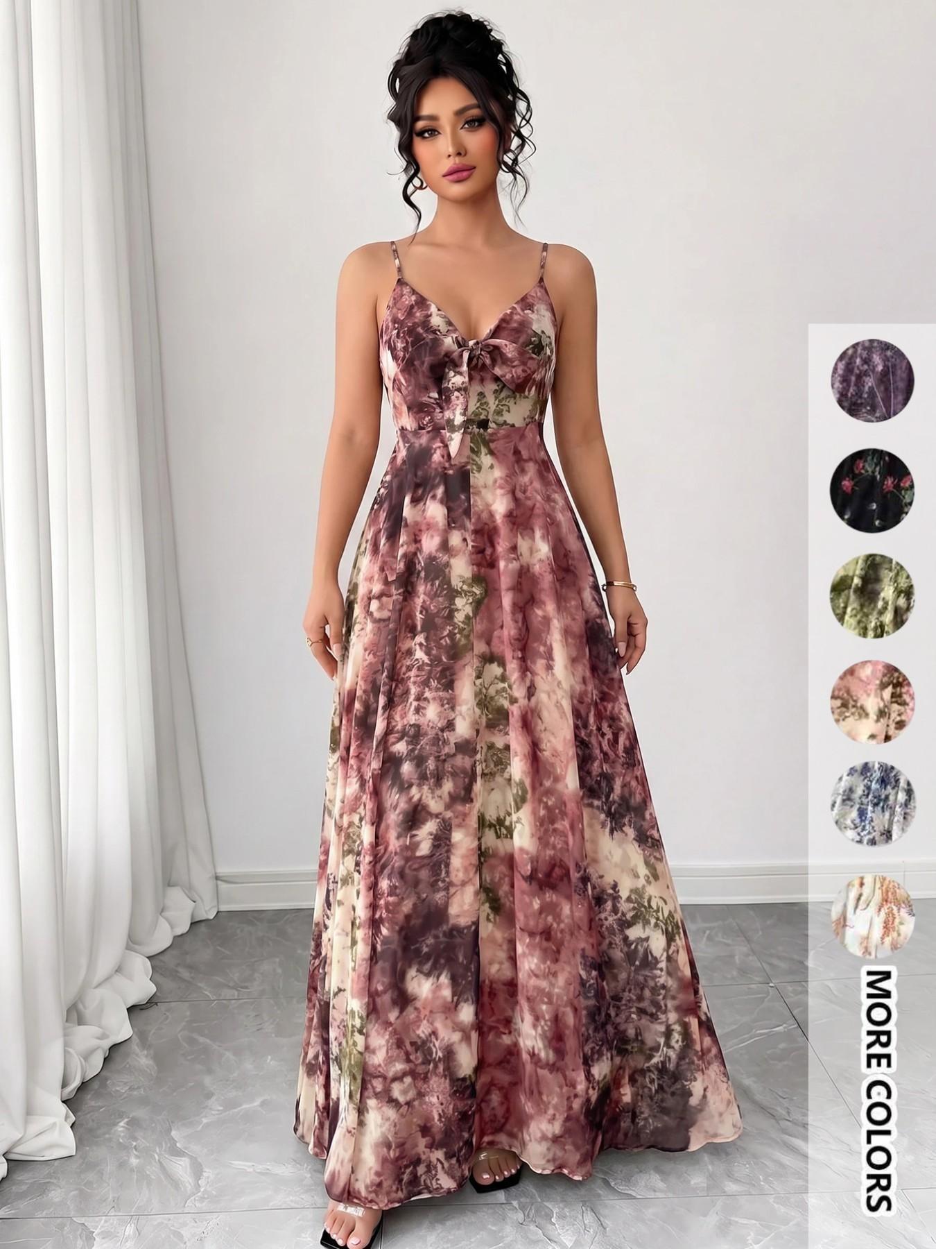 Women's Floral Print Cami Dress, Boho Fashion Casual A Line Dress for Beach Holiday Vacation, Ladies Dress for Summer