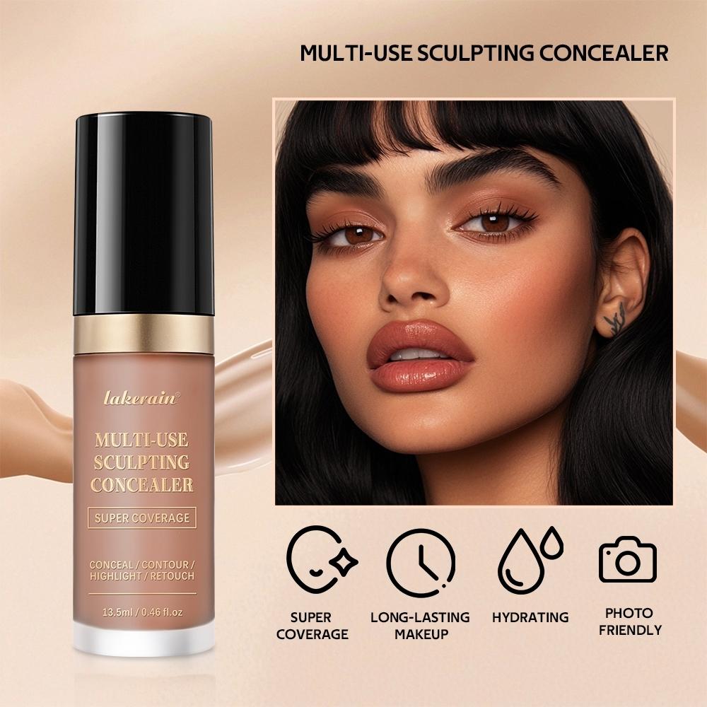 lakerain Multi-use Sculpting Concealer, High Coverage, Long-Lasting Matte Finish, All-in-One For Concealing, Contouring & Highlighting, Natural Flawless Makeup, Skin-Friendly Formula, Multiple Shades Options, Must-Have Cosmetics for Women