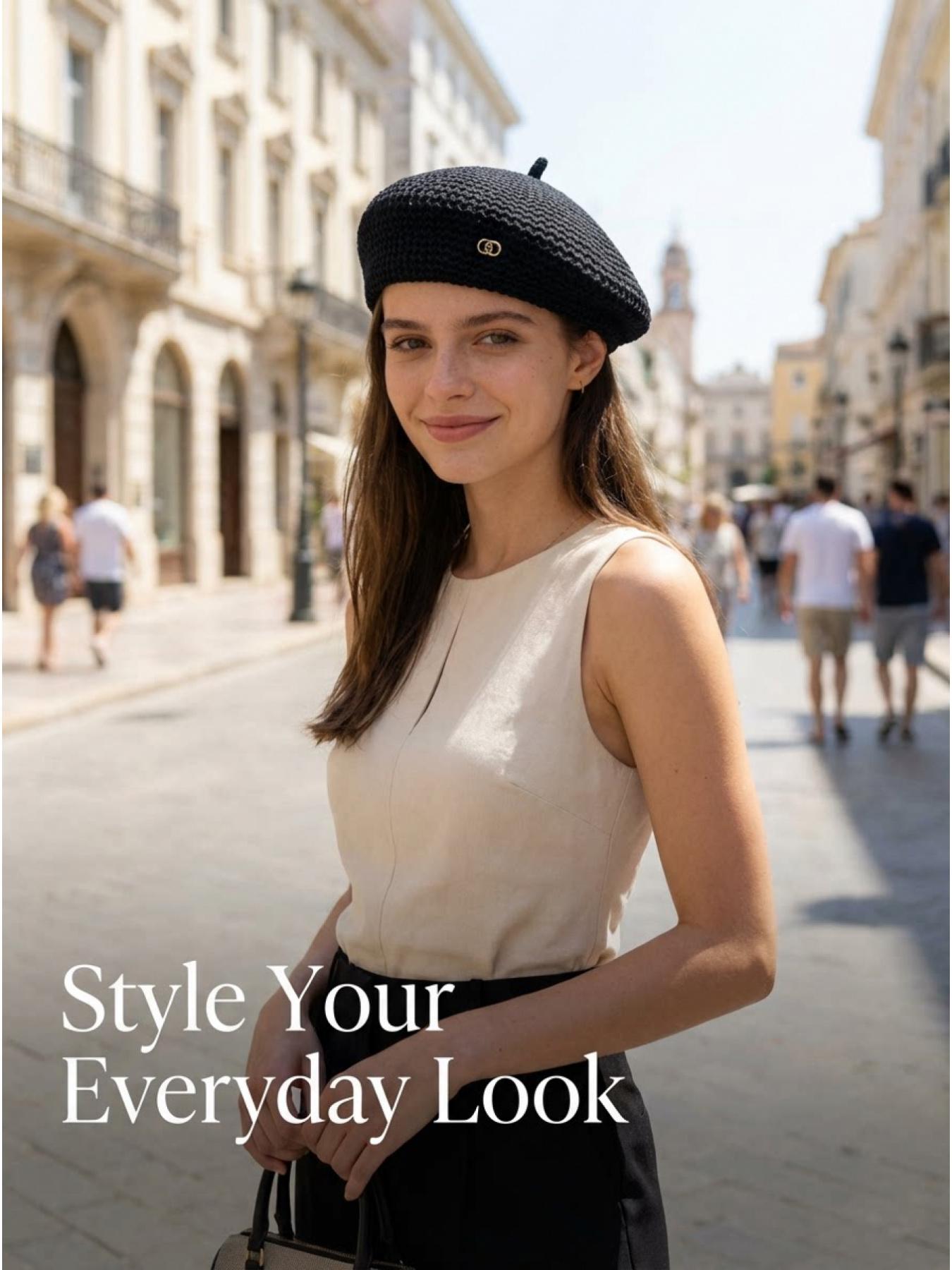 2026 Spring Summer New Hollow Out Pleated Beret Hat, Solid Color Small Charming Style, High Quality Sweet Elegant Beret, Sun Protection for Women, Lace-Trim Beret, Breathable island silk fabric for all-day comfort, Stylish Versatile chic style