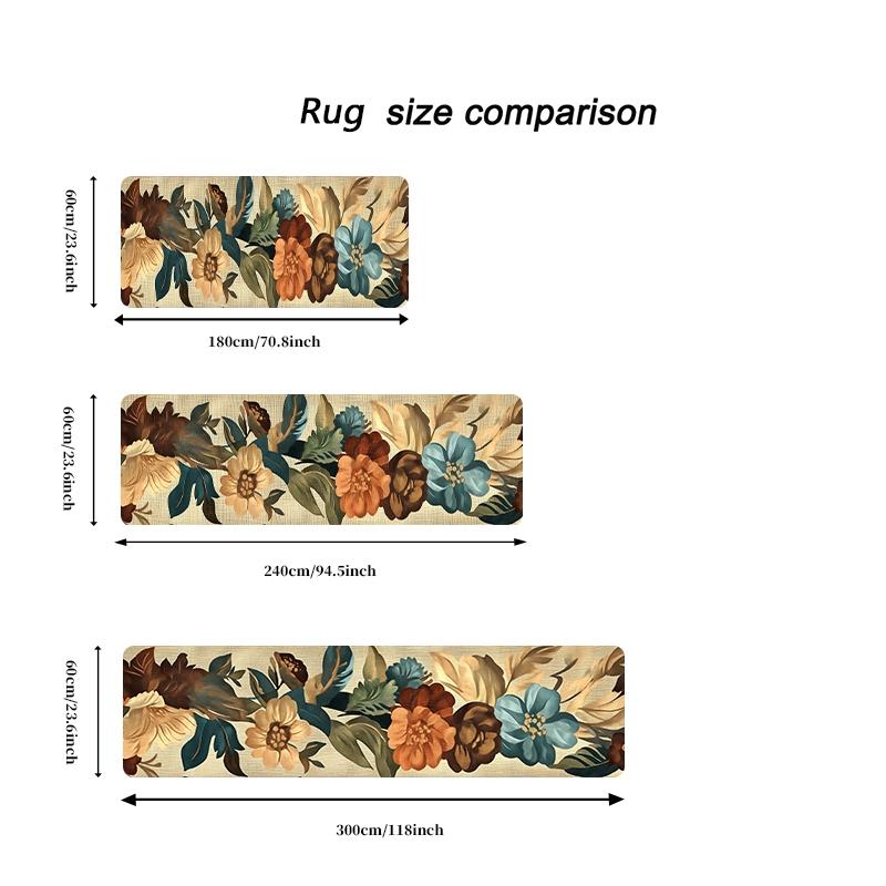 Boho Floral Pattern Hallway Runner Rug, Bohemian Style Rugs, 1 Count Non-slip Laundry Room Mat, Soft Non Shedding Washable Bed Carpet, Long Rug for Entryway Bedroom Kitchen Bathroom, Boho Area Rug