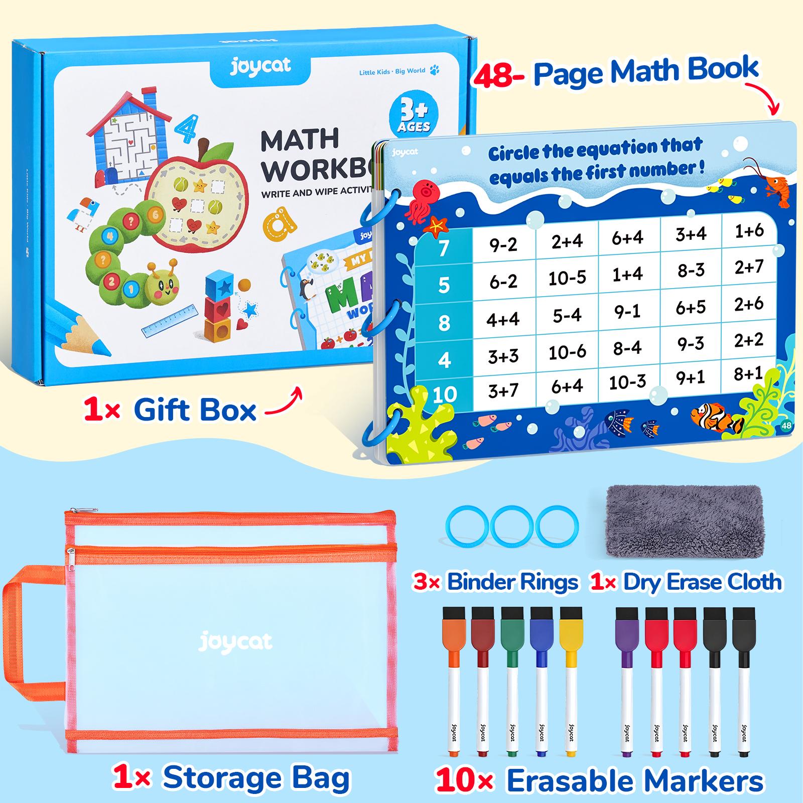JoyCat Preschool Handwriting Practice Toys, Math Workbooks, Seek & Find Game, Reusable Math Montessori Toys, Letters and Numbers Tracing Workbooks, Learning Activities