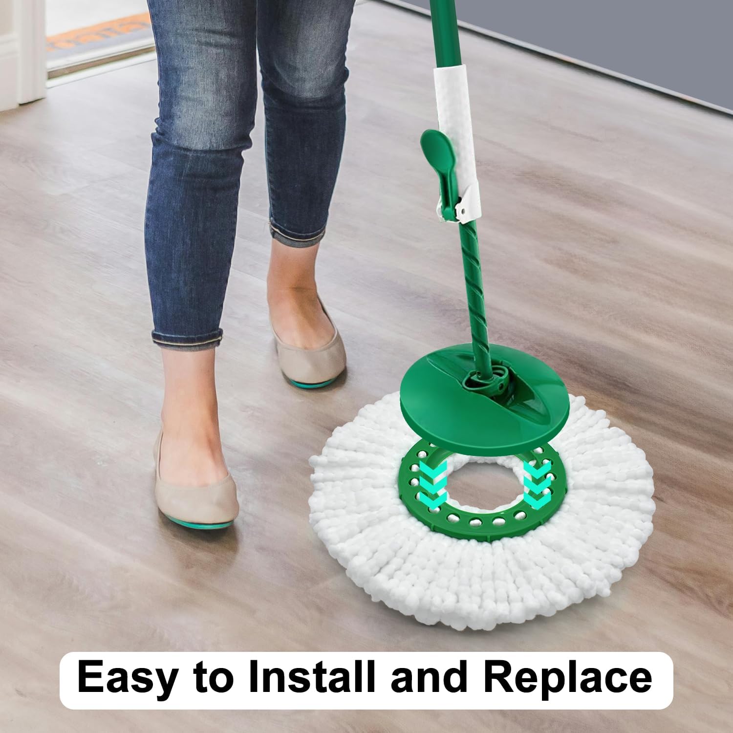 Mop  Replacement for Libman Tornado Spin Mop Thick Microfiber Spin Mop Refill Heads for Libman Tornado Spin Mop System, Easy to Replace and Machine Washable, Wet Dry Clean (White, 3 Pack)