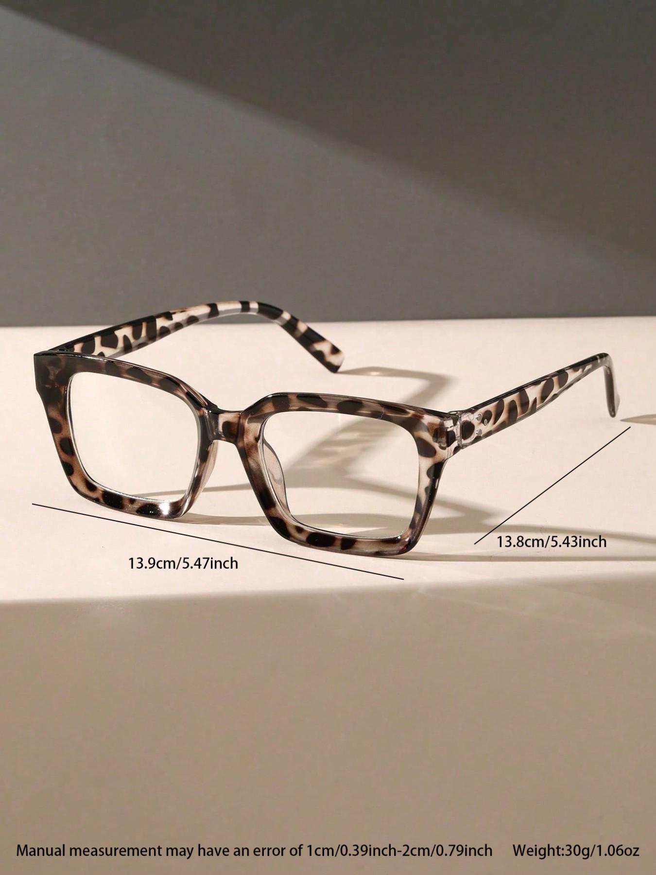 Women's Leopard Print Square Plastic Frame Blue Light Blocking Glasses, Anti Blue Glasses, Leopard Pattern Eyeglasses, Casual Stylish Glasses, Square Frames Glasses, Fashion Retro Transparent Lenses, Lightweight Comfortable, Square Frame Eyewear