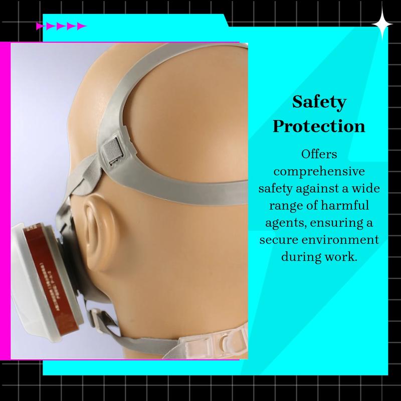 Half-Face Respirator Mask with Filter Box, Reusable Dustproof Safety Mask for Paint, Woodworking, Construction, Polishing, Chemicals and DIY