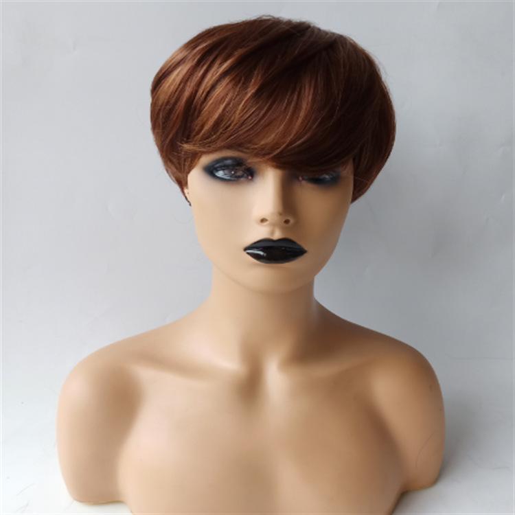Short Length Straight Wig for Female, Gold Dyed Synthetic Hair, Full Machine Made and Heat-Resistant for Daily Fashion, Daily Wear, Natural Looking Texture, Full Wig, Natural Straight, 15 To 20 Cm, Golden Blonde Synthetic Full Machine Wigs
