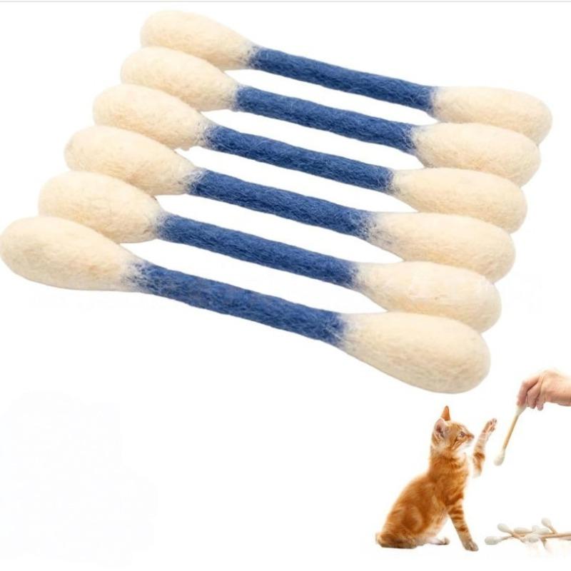 Cotton swab cat toys (6-pack), durable large size, kitten chewable teeth cleaning rope, giant interactive felt cat kicking toy stick, relieves boredom, provides exercise and play, relieves anxiety, aids digestion, and is the perfect gift for cat lovers.