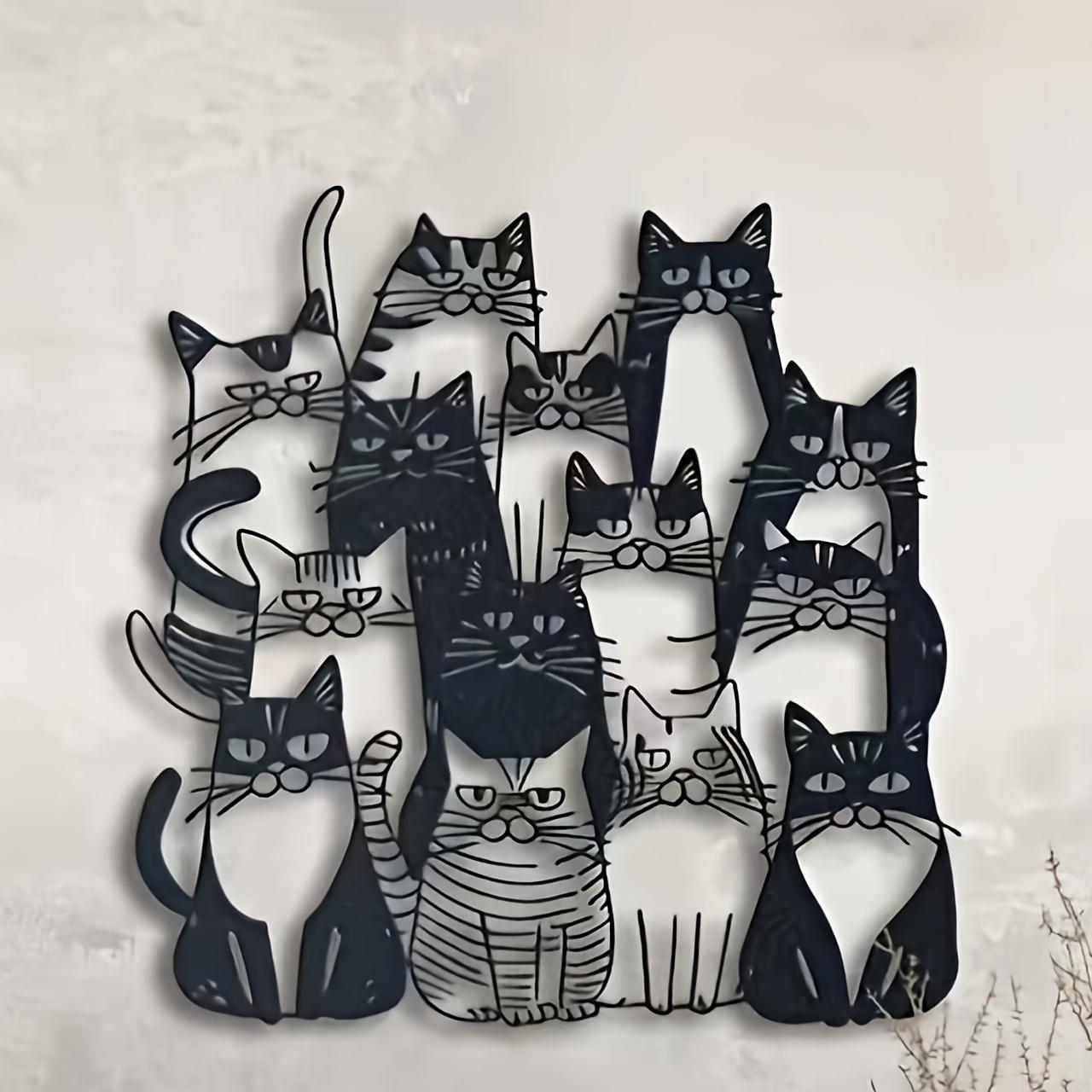 Cat Shaped Metal Wall Decor, Fun Cartoon Animal Sign, Home & Kids Room Decoration, Christmas Holiday Atmosphere, Unique Gift Idea, Vintage Wall Art, Animal Design, Western Wall Art