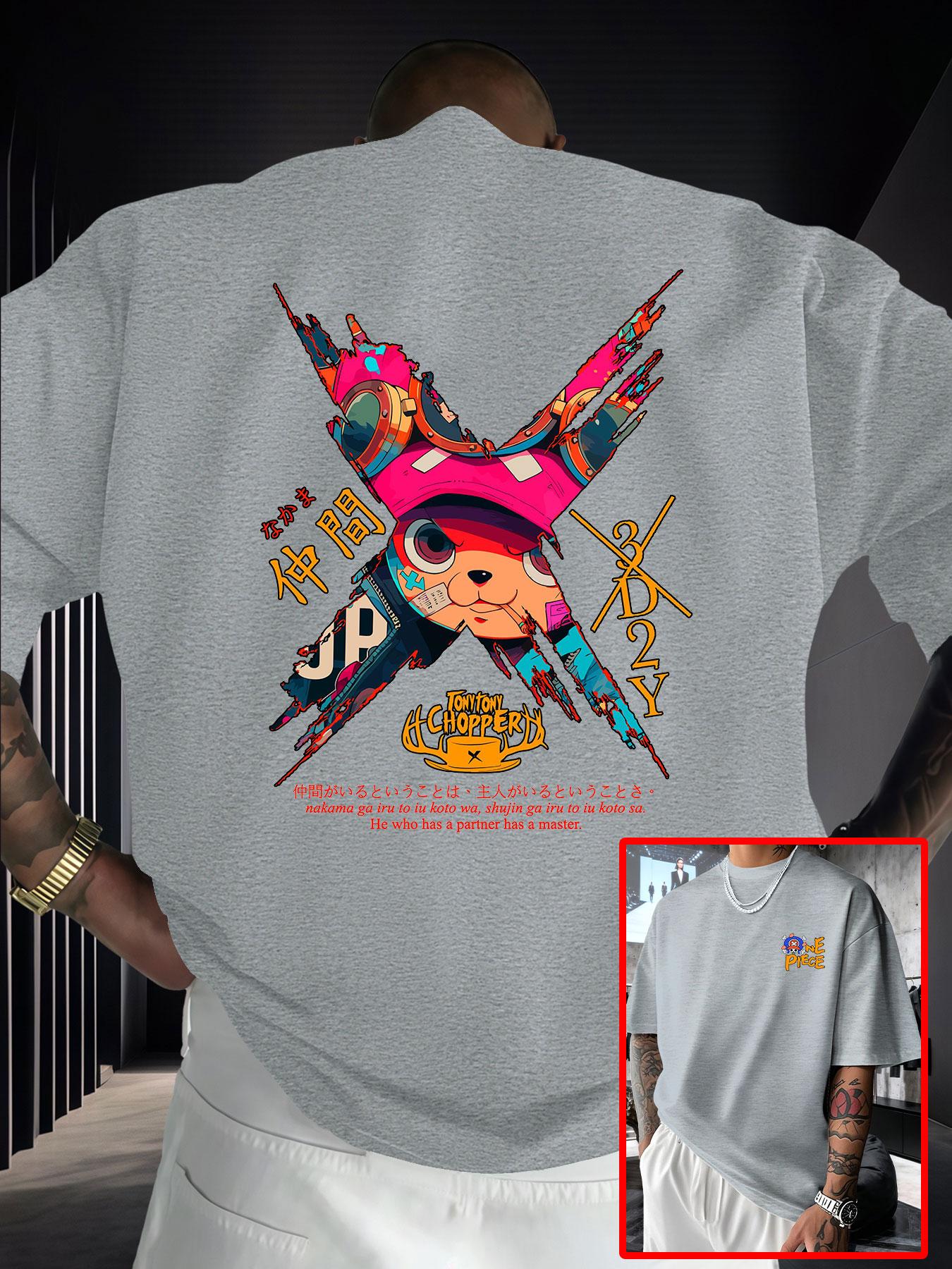 Anime Style Joejoe Printed Short Sleeve T-Shirt, Japanese Anime High Street Trendy Loose Fit Half Sleeve, Perfect for Manga Fans Collection