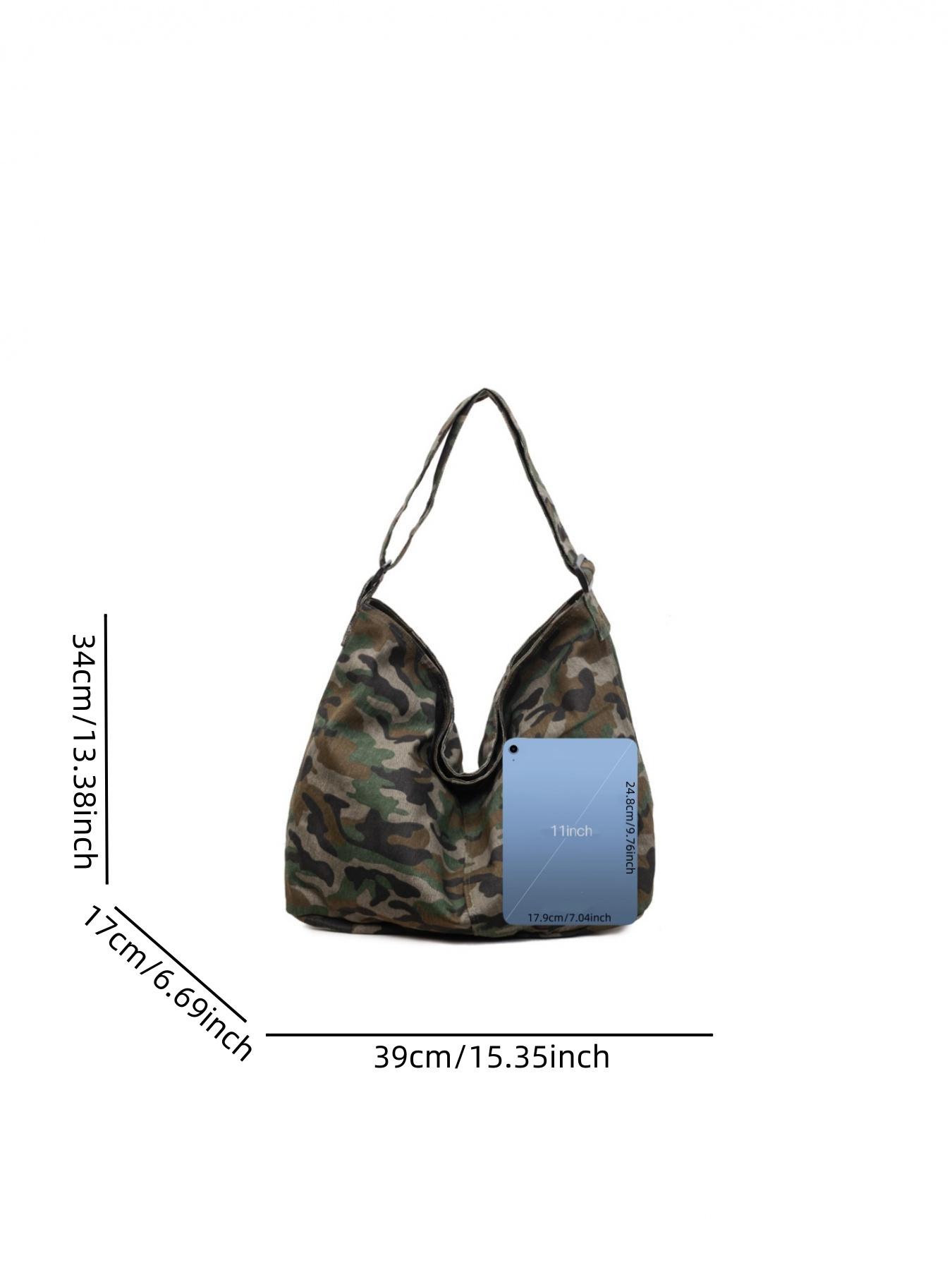 Camouflage Canvas Large Backpack, Leopard Print Crossbody Shoulder Bag, Fashion Vintage Unisex Bag for Commuting, Shopping, School, Work