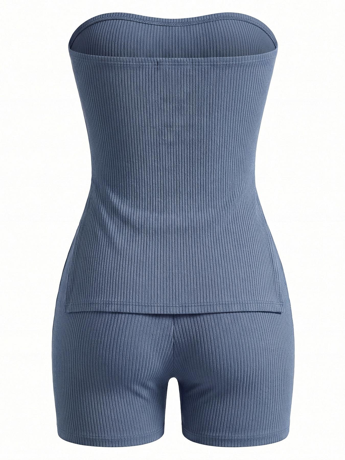 Women's 2 Piece Set Pure Color Side Slit Hem Halter Top and Shorts Slim Fit, Casual Summer Fashion, Comfortable and Stylish